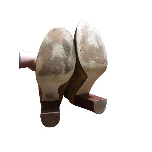 J Crew Suede Wraparound Buckle Ankle Boots, Vintage Amber block heel - Picture 8 of 9